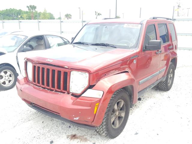 1J8GN28K78W281152 - 2008 JEEP LIBERTY SP RED photo 2
