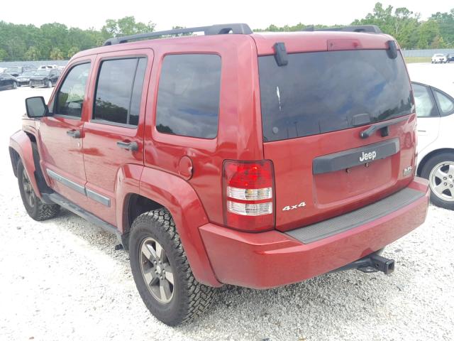 1J8GN28K78W281152 - 2008 JEEP LIBERTY SP RED photo 3