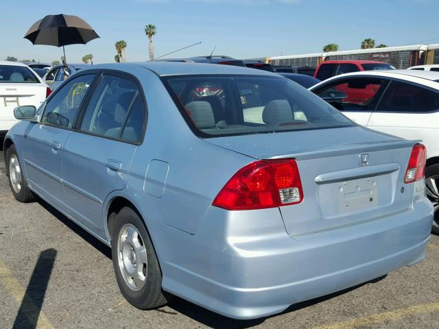 JHMES96674S000442 - 2004 HONDA CIVIC HYBR BLUE photo 3