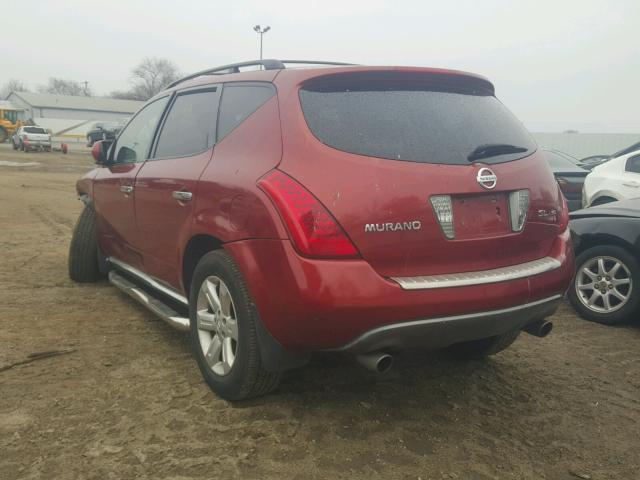 JN8AZ08W06W510880 - 2006 NISSAN MURANO SL RED photo 3