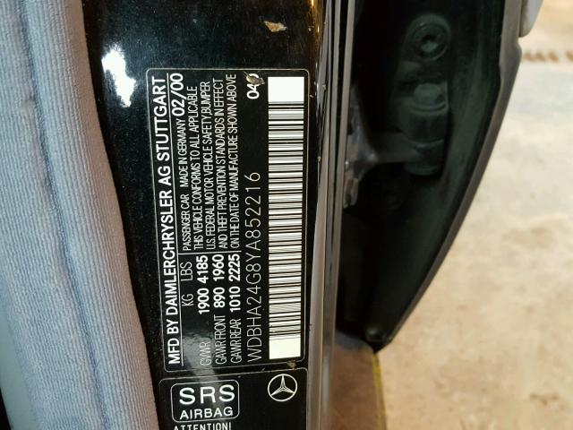 WDBHA24G8YA852216 - 2000 MERCEDES-BENZ C 230 BLACK photo 10