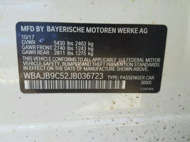 WBAJB9C52JB036723 - 2018 BMW M550XI WHITE photo 10