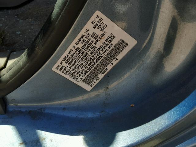 5FNRL3H49AB059252 - 2010 HONDA ODYSSEY EX BLUE photo 10