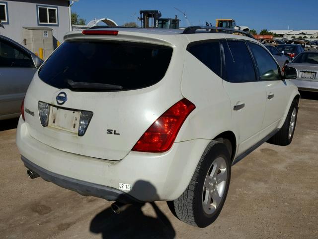 JN8AZ08T43W106126 - 2003 NISSAN MURANO WHITE photo 4