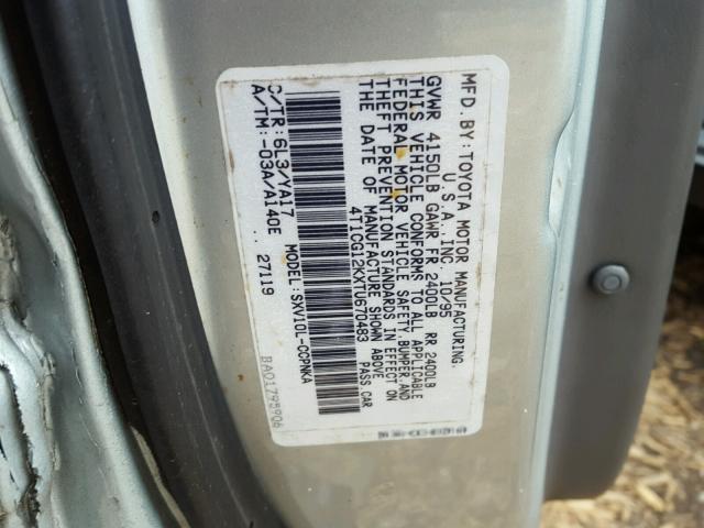 4T1CG12KXTU670483 - 1996 TOYOTA CAMRY DX SILVER photo 10