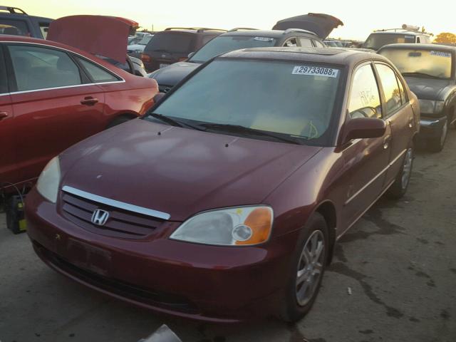 2HGES26783H585606 - 2003 HONDA CIVIC EX BURGUNDY photo 2