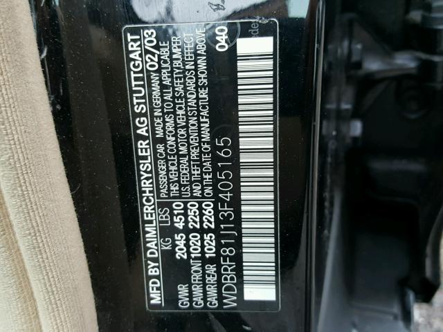 WDBRF81J13F405165 - 2003 MERCEDES-BENZ C 240 4MAT BLACK photo 10