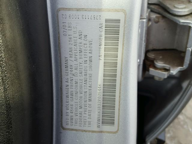 WVWRH63B32P075446 - 2002 VOLKSWAGEN PASSAT GLX 银色 照片 10