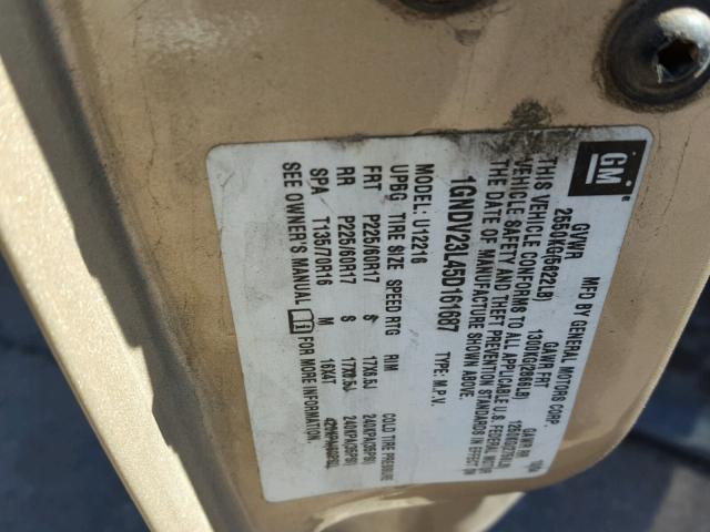 1GNDV23L45D161687 - 2005 CHEVROLET UPLANDER L 金色 照片 10