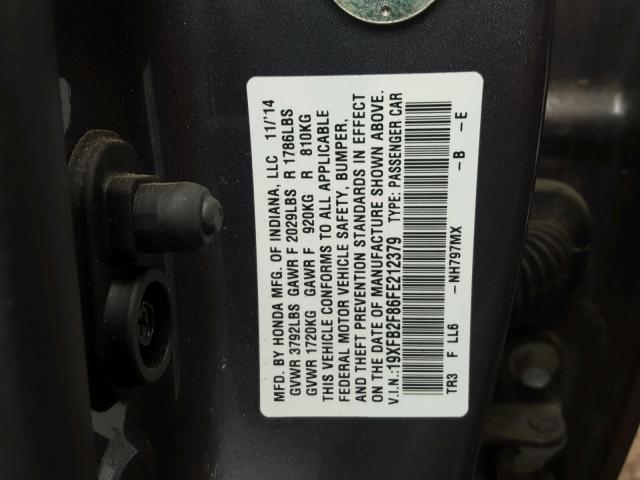 19XFB2F86FE212379 - 2015 HONDA CIVIC EX 灰色 照片 10