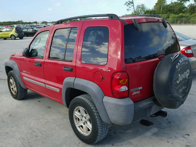 1J4GL48K52W210333 - 2002 JEEP LIBERTY SP RED photo 3