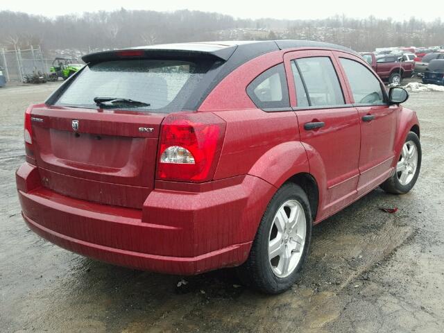 1B3HB48B77D414651 - 2007 DODGE CALIBER SX RED photo 4