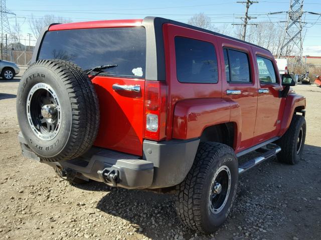 5GTDN13E778180646 - 2007 HUMMER H3 RED photo 4