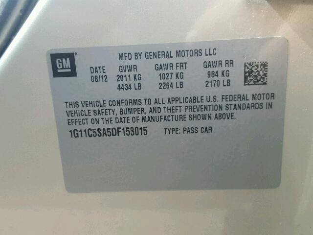 1G11C5SA5DF153015 - 2013 CHEVROLET MALIBU 1LT GOLD photo 10