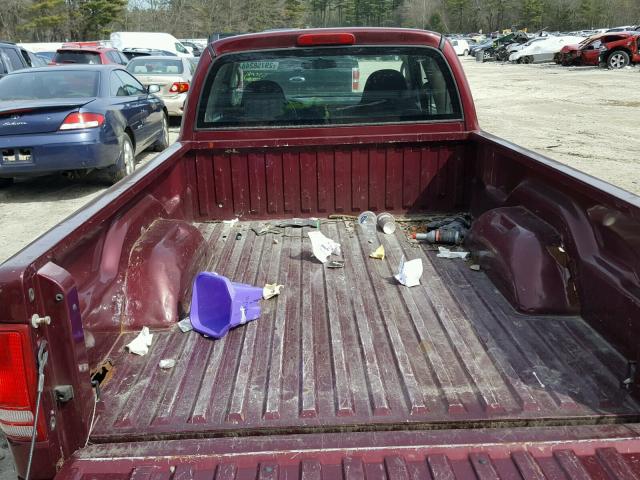 1B7GL12X22S544772 - 2002 DODGE DAKOTA BAS BURGUNDY photo 6