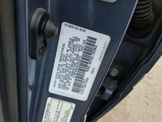 4T1BF32K02U525574 - 2002 TOYOTA CAMRY LE BLUE photo 10