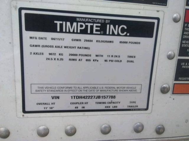 1TDH42227JB157788 - 2018 TRAIL KING HOPPER 青绿色 照片 10