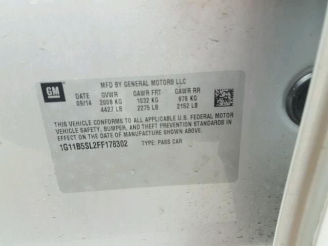 1G11B5SL2FF178302 - 2015 CHEVROLET MALIBU LS SILVER photo 10