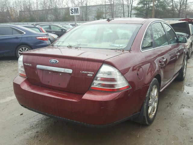 1FAHP28W08G135250 - 2008 FORD TAURUS LIM MAROON photo 4