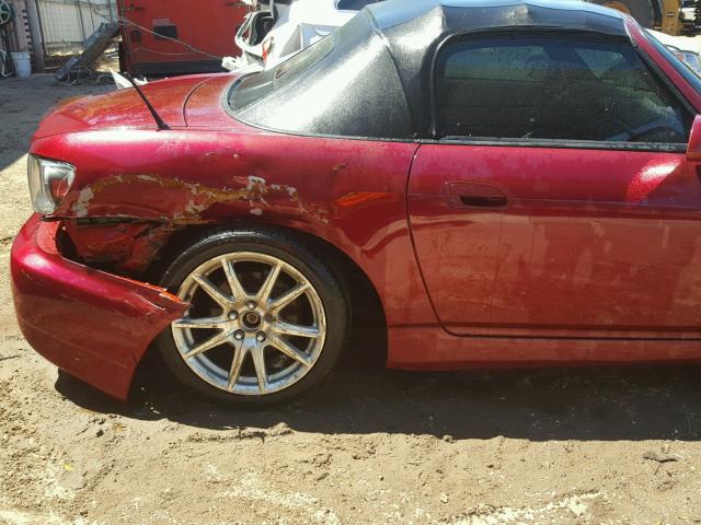 JHMAP21404S000960 - 2004 HONDA S2000 RED photo 9