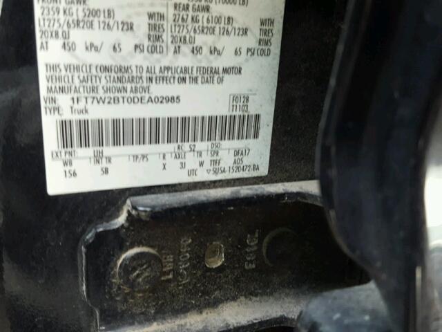 1FT7W2BT0DEA02985 - 2013 FORD F250 SUPER BLACK photo 10