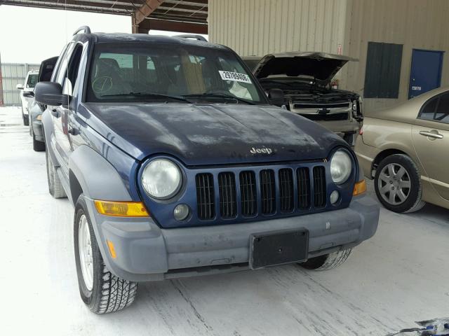 1J4GL48K55W640075 - 2005 JEEP LIBERTY SP BLUE photo 1