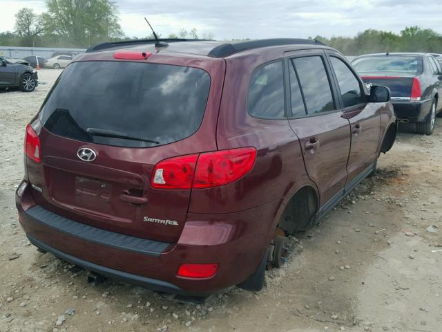 5NMSG13D69H315486 - 2009 HYUNDAI SANTA FE G BURGUNDY photo 4