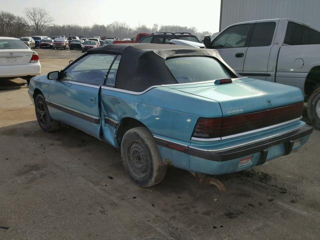 1C3XU4531NF295812 - 1992 CHRYSLER LEBARON TEAL photo 3