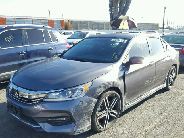 1HGCR2F51GA208363 - 2016 HONDA ACCORD SPO GRAY photo 2