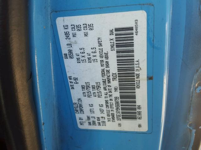 1B7GE16Y9NS680799 - 1992 DODGE D-SERIES D BLUE photo 10