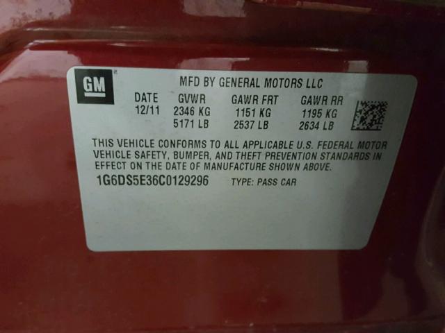 1G6DS5E36C0129296 - 2012 CADILLAC CTS PREMIU RED photo 10