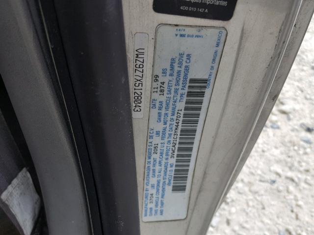 3VWCA21C3YM447071 - 2000 VOLKSWAGEN NEW BEETLE 银色 照片 10