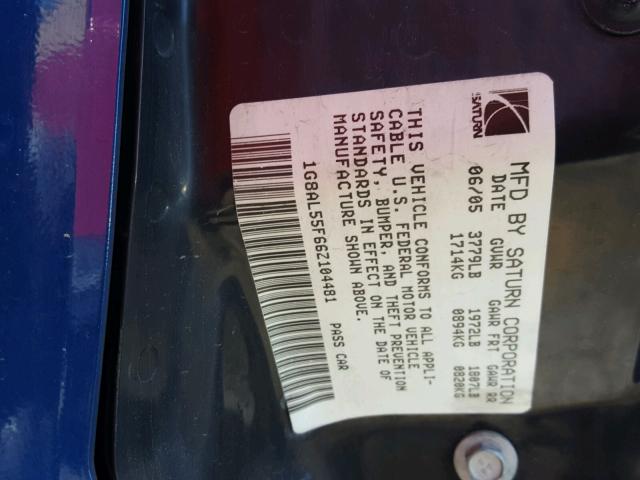 1G8AL55F66Z104481 - 2006 SATURN ION LEVEL 蓝色 照片 10