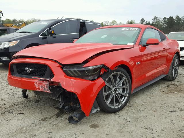 1FA6P8CF8F5409529 - 2015 FORD MUSTANG GT RED photo 2