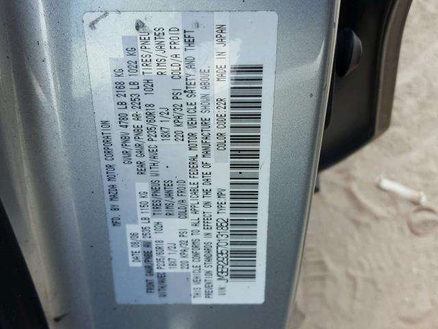 JM3ER293570131852 - 2007 MAZDA CX-7 SILVER photo 10