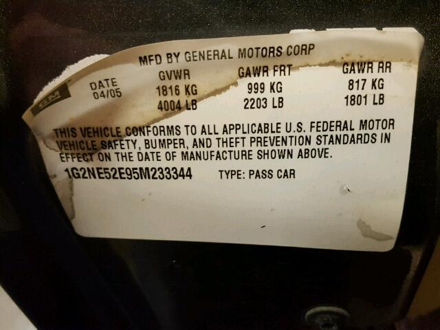 1G2NE52E95M233344 - 2005 PONTIAC GRAND AM S Boz foto 10