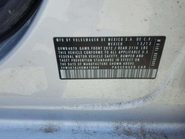 3VW2K7AJ4DM410884 - 2013 VOLKSWAGEN JETTA BASE 银色 照片 10