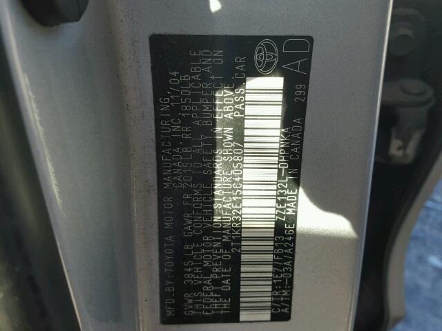 2T1KR32E15C405807 - 2005 TOYOTA MATRIX 银色 照片 10