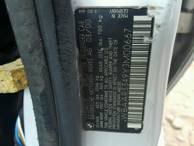 WBAAR3349YJM00667 - 2000 BMW 323 IT SILVER photo 10