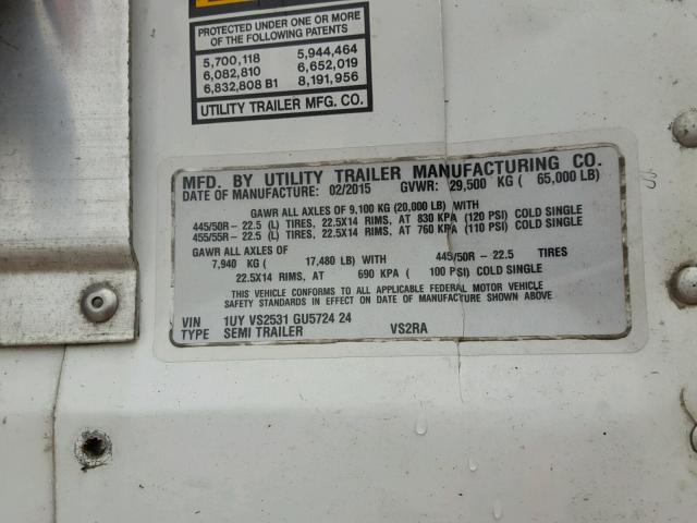 1UYVS2531GU572424 - 2016 UTILITY TRAILER WHITE photo 10