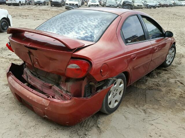 1B3ES56C05D100504 - 2005 DODGE NEON SXT RED photo 4