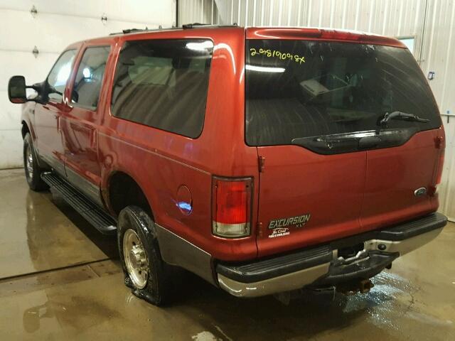 1FMNU41S81ED30020 - 2001 FORD EXCURSION RED photo 3