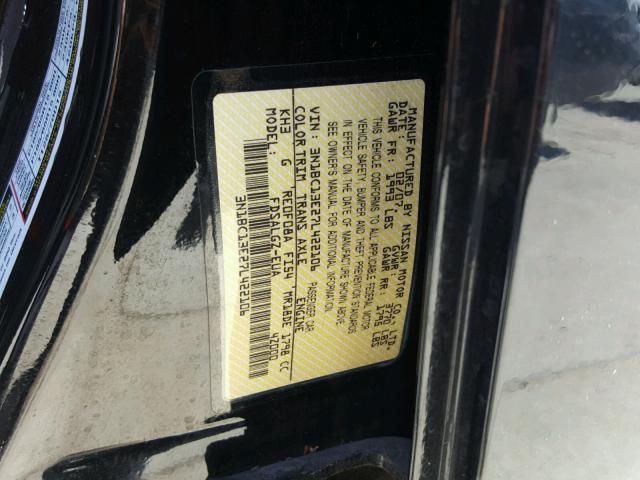 3N1BC13E27L422106 - 2007 NISSAN VERSA S BLACK photo 10