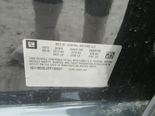 1G11B5SL2FF135837 - 2015 CHEVROLET MALIBU LS 灰色 照片 10