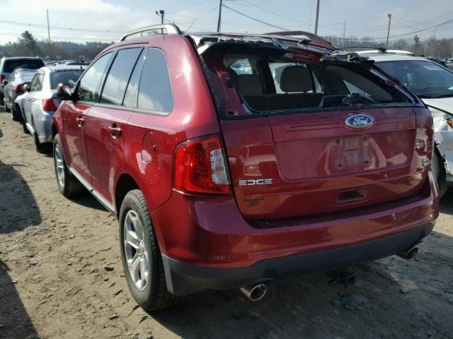 2FMDK4JC2DBB65589 - 2013 FORD EDGE SEL BURGUNDY photo 3