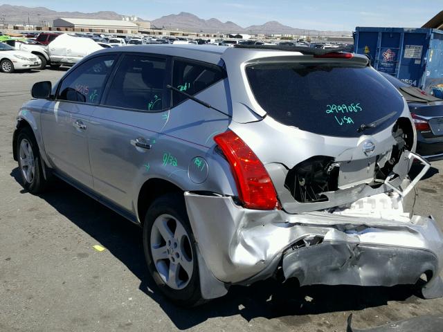 JN8AZ08T05W329427 - 2005 NISSAN MURANO SL SILVER photo 3