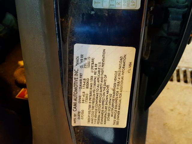 2CNBE13C516904162 - 2001 CHEVROLET TRACKER BLUE photo 10