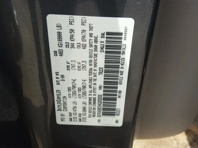 3D7KA28C54G262832 - 2004 DODGE RAM 2500 S GRAY photo 10