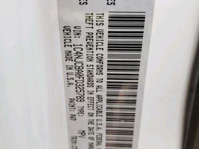 1C4NJCBA0FD325789 - 2015 JEEP COMPASS SP WHITE photo 10