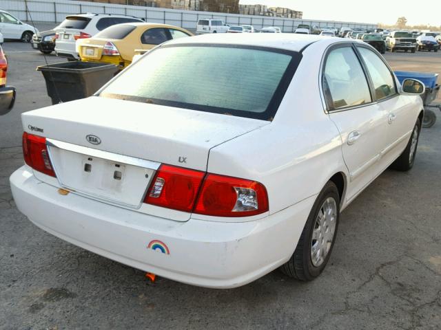 KNAGD126645303588 - 2004 KIA OPTIMA LX WHITE photo 4